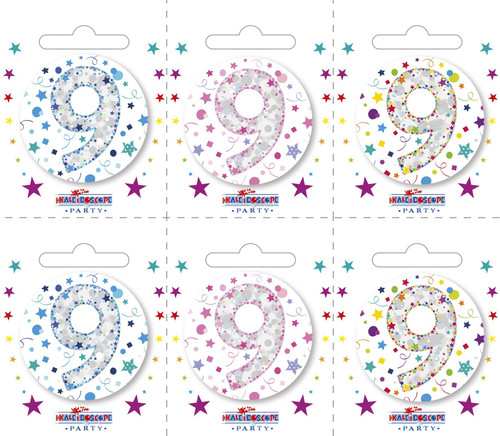 Age 9 Small Badges (6 Assorted Per Perforated Card) (5.5cm) 