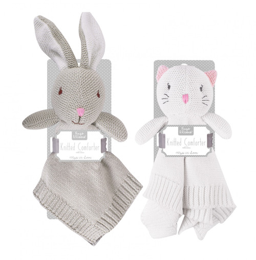 Knitted Bunny and Cat Comforter (2 assorted)