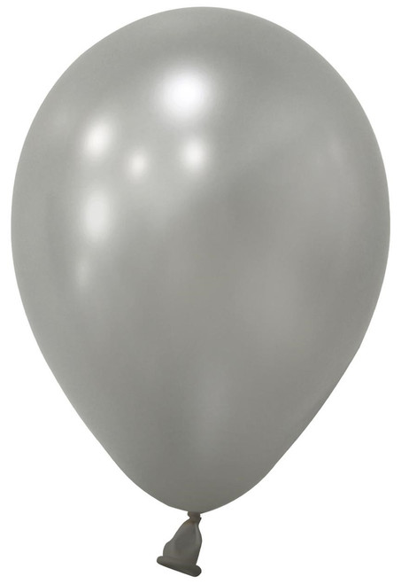 Silver Metallic Round Shape Latex Balloon - 5 inch (Pk 100)