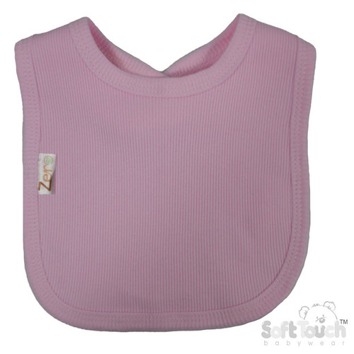 Pink Ribbed Velcro Bibs