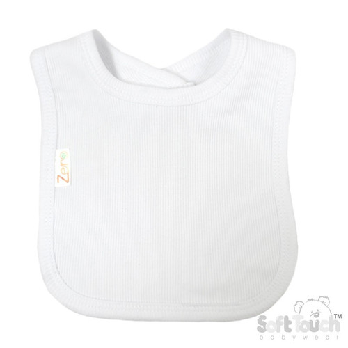 White Ribbed Velcro Bibs