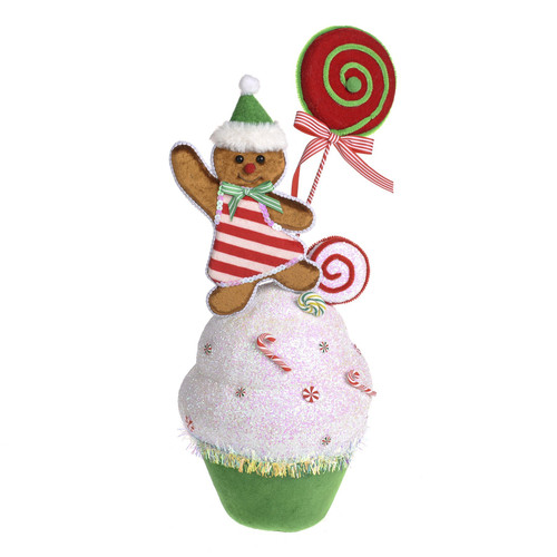 Gingerbread on a Cupcake Ornament (green) 