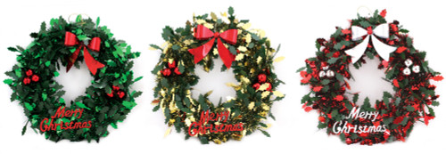 Baubles & Bow Christmas Tinsel Wreath (Assorted) 