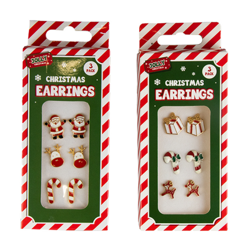 Christmas Earrings (Pack of 3) (Assorted Designs)