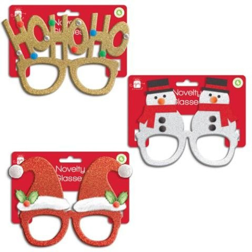 Novelty Christmas Glasses (3 Assorted)