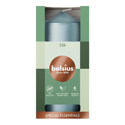 Bolsius Metallic Shimmer Blue Special Essentials Pillar Candle (120mm x 58mm) 