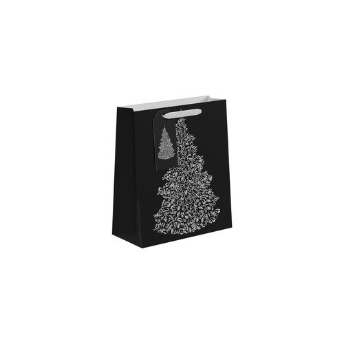 Black & White Christmas Tree Gift Bag (Medium)