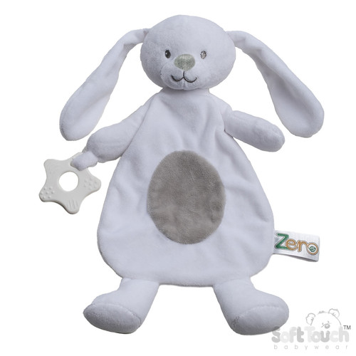 White Eco Recycled Bunny Comforter with Teething Ring