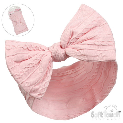 Pink Cable Headband with Bow 