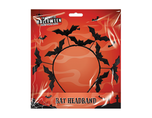 Black Glitter Bat Headband (Assorted Designs)
