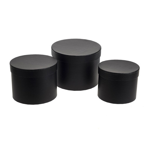 Hat Box Black Set of 3 (D19 x H14.4cm)