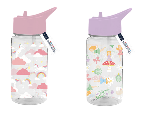 Girls Printed Bottle With Straw (400ml) (Assorted Designs)