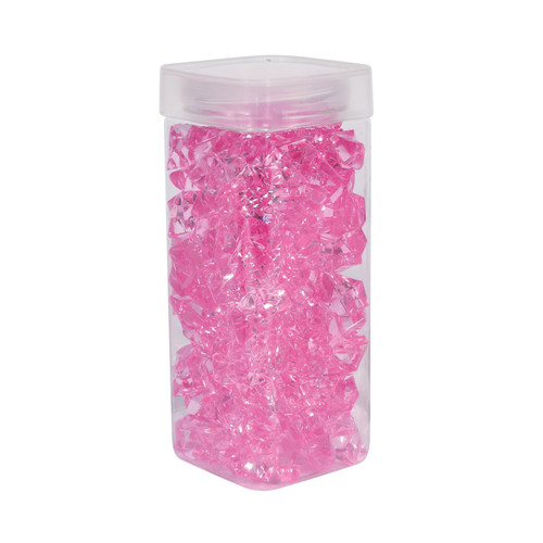 Large Pink Acrylic Stones in Square Jar (300gr)