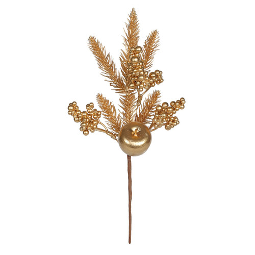 Gold Spruce Pick with Berries and Apples (30cm) Gold Spruce Pick with Berries and Apples (30cm)
