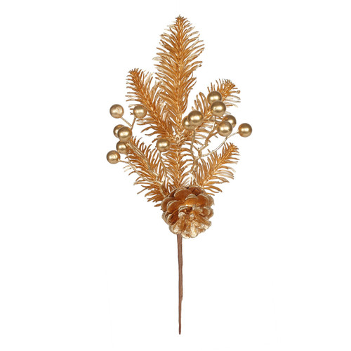 Gold Spruce Pick with Pinecones (30cm) Gold Spruce Pick with Pinecones (30cm)
