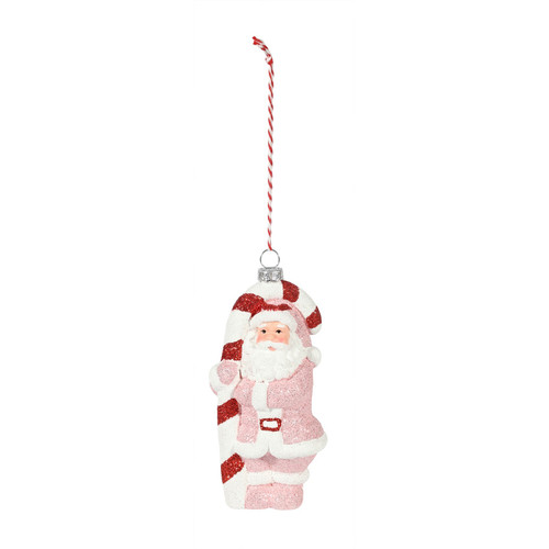Santa with Candycane Hanging Decoration (13cm) Santa with Candycane Hanging Decoration (13cm)