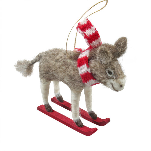 Felt Donkey on Skis Hanging Decoration (11cm) Felt Donkey on Skis Hanging Decoration (11cm)