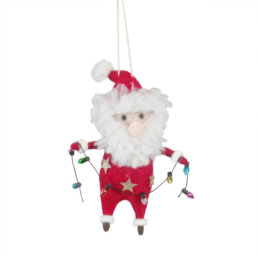 Felt Santa with Fairy Lights Hanging Decoration (13cm) Felt Santa with Fairy Lights Hanging Decoration (13cm)