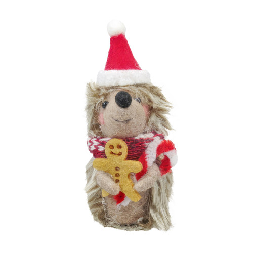Felt Hedgehog with Christmas Hat Hanging Decoration (10cm) Felt Hedgehog with Christmas Hat Hanging Decoration (10cm)
