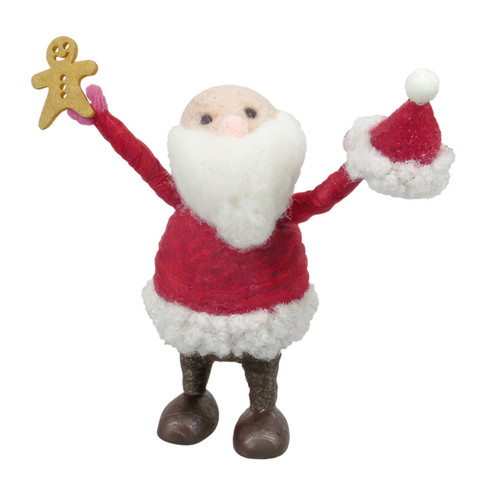 Felt Santa Holding Hat Hanging Decoration (13cm) Felt Santa Holding Hat Hanging Decoration (13cm)