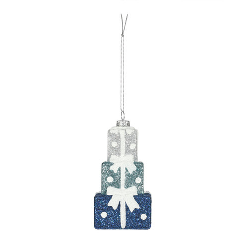 Blue Stacked Gift Hanging Decoration (11cm) Blue Stacked Gift Hanging Decoration (11cm)