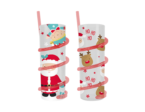 Christmas Spiral Straw Tumbler (Assorted) Christmas Spiral Straw Tumbler (Assorted)