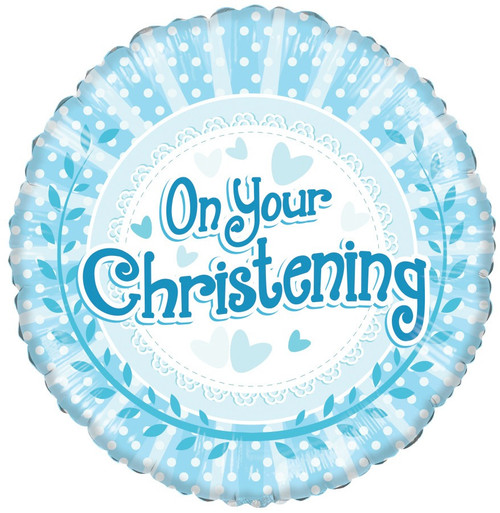 18 inch On Your Christening Boy  Balloon