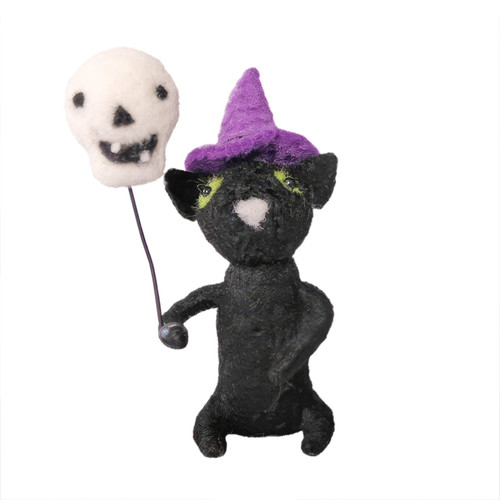 Felt Black Cat with Skull Hanging Decoration (12.5cm) Felt Black Cat with Skull Hanging Decoration (12.5cm)