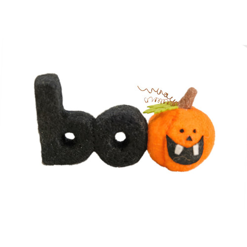 Felt \"Boo\" with Pumpkin Hanging Ornament (7cm) Felt \"Boo\" with Pumpkin Hanging Ornament (7cm)