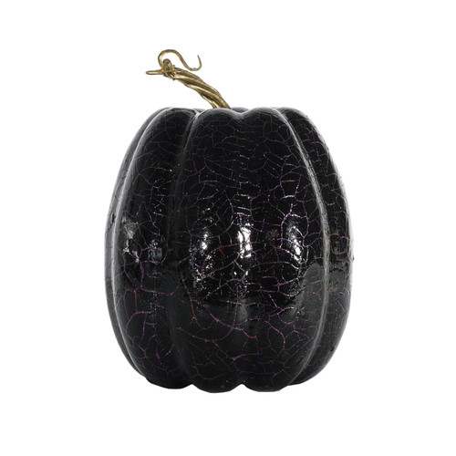 Tall Crackled Finish Pumpkin - Black / Purple (21cm x 15cm) Tall Crackled Finish Pumpkin - Black / Purple (21cm x 15cm)