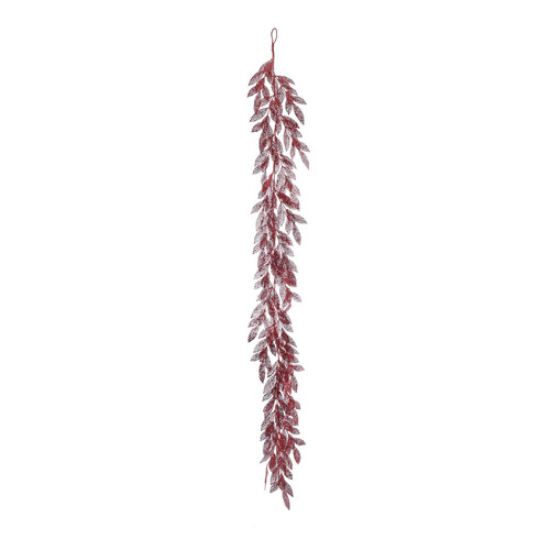 Glitter Leaf Garland - Red (183cm) Glitter Leaf Garland - Red (183cm)
