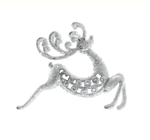 Glitter Dancing Reindeer Hanging Decoration - Silver (17cm) Glitter Dancing Reindeer Hanging Decoration - Silver (17cm)