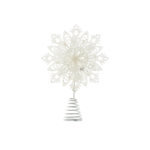 Glitter Snowflake Tree Topper - White (23cm) Glitter Snowflake Tree Topper - White (23cm)