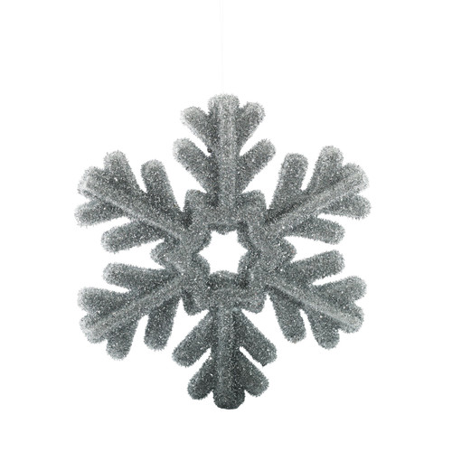 Glitter Snowflake Hanging Decoration - Silver (37cm) Glitter Snowflake Hanging Decoration - Silver (37cm)