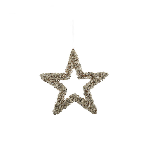 Gold Glitter Open Star Hanging Decoration (22cm) Gold Glitter Open Star Hanging Decoration (22cm)