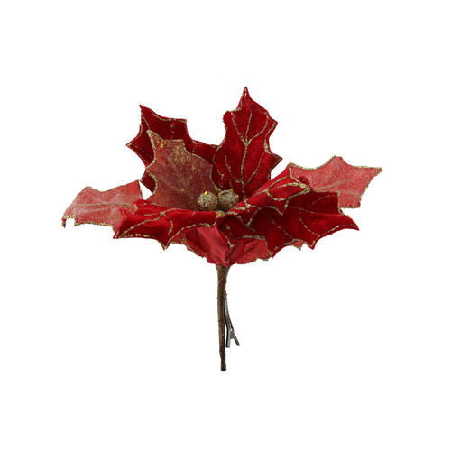 Single Poinsettia - Red & Gold Single Poinsettia - Red & Gold
