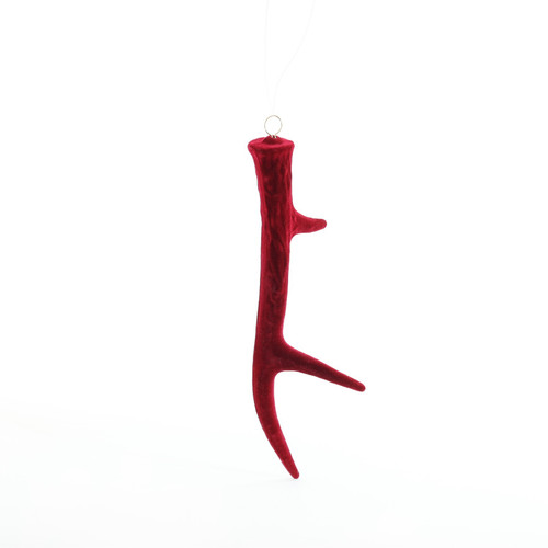Flocked Antler Hanging Decoration - Burgundy (20cm) Flocked Antler Hanging Decoration - Burgundy (20cm)