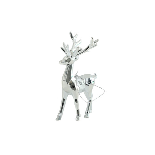 Reindeer Hanging Decoration - Shiny Silver (10cm) Reindeer Hanging Decoration - Shiny Silver (10cm)