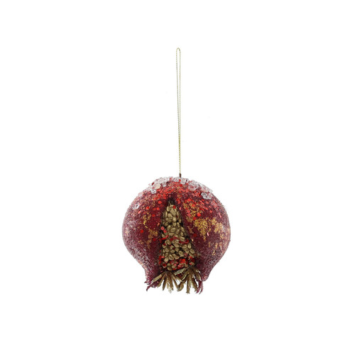 Beaded Pomegranate Hanging Decoration - Burgundy (8cm) Beaded Pomegranate Hanging Decoration - Burgundy (8cm)