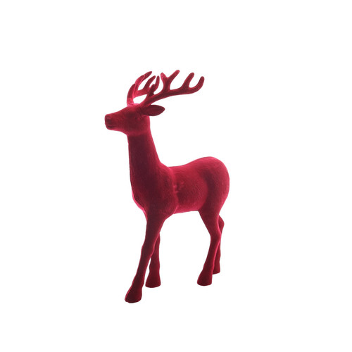 Flocked Reindeer - Burgundy (45cm) Flocked Reindeer - Burgundy (45cm)
