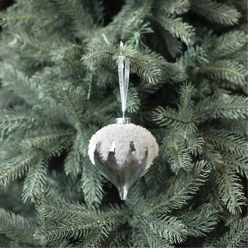 White Glass Snowcap Onion Bauble (10cm) White Glass Snowcap Onion Bauble (10cm)