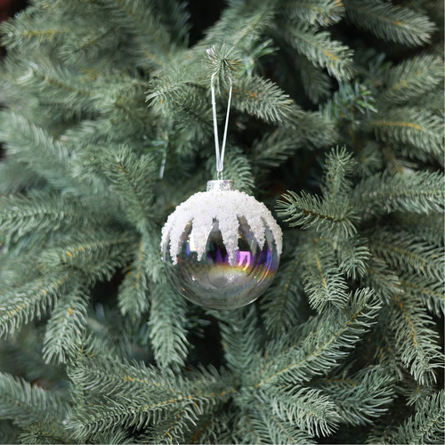 White Glass Snowcap Bauble (10cm) White Glass Snowcap Bauble (10cm)