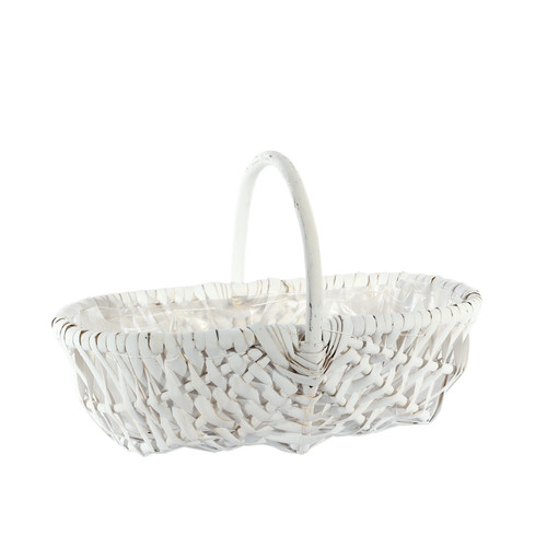 White Oval Split Willow Basket with Handle and Liner (42cm) White Oval Split Willow Basket with Handle and Liner (42cm)