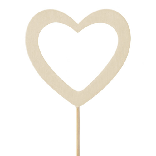 White Wooden Heart Pick White Wooden Heart Pick