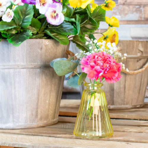 Yellow Pyramid Glass Bottle Vase (10cm) Yellow Pyramid Glass Bottle Vase (10cm)