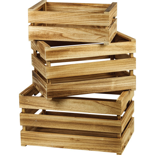 Light Brown Rustic Wooden Crates (Set of 3) Light Brown Rustic Wooden Crates (Set of 3)