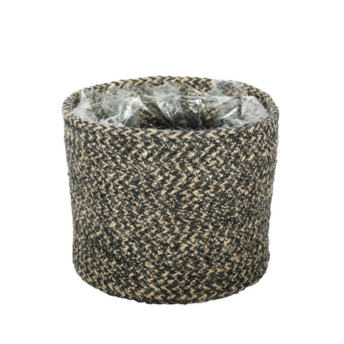 Natural & Black Jute Rope Basket (16x14cm)