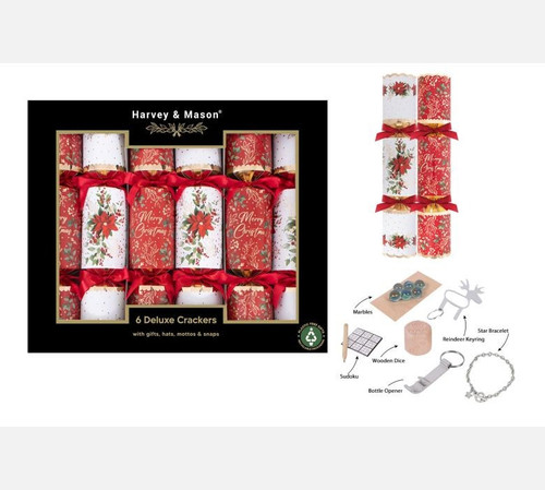 6 Deluxe Poinsettia Crackers (13.5inch) 6 Deluxe Poinsettia Crackers (13.5inch)