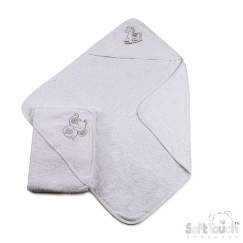 Baby White Embroidered Hooded Robe