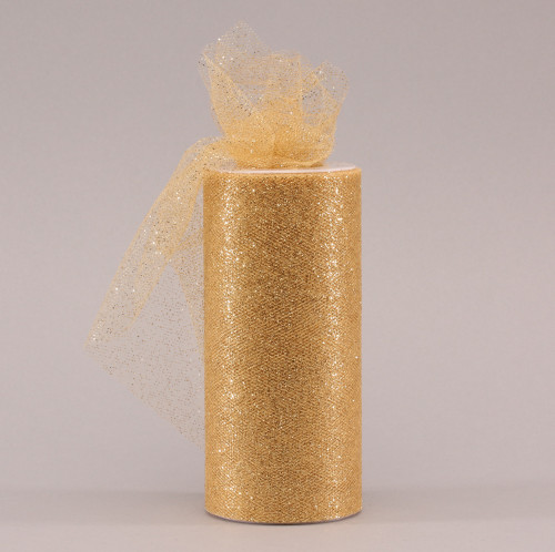 Gold Glitter Tulle 15cm x 23m Gold Glitter Tulle 15cm x 23m